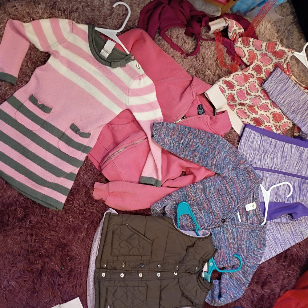 Charming Pink and Gray Striped Kids Sweater Dress